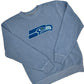 Go Hawks - Embroidered Pigment Dyed 9oz Midweight Crewneck (Light Blue)