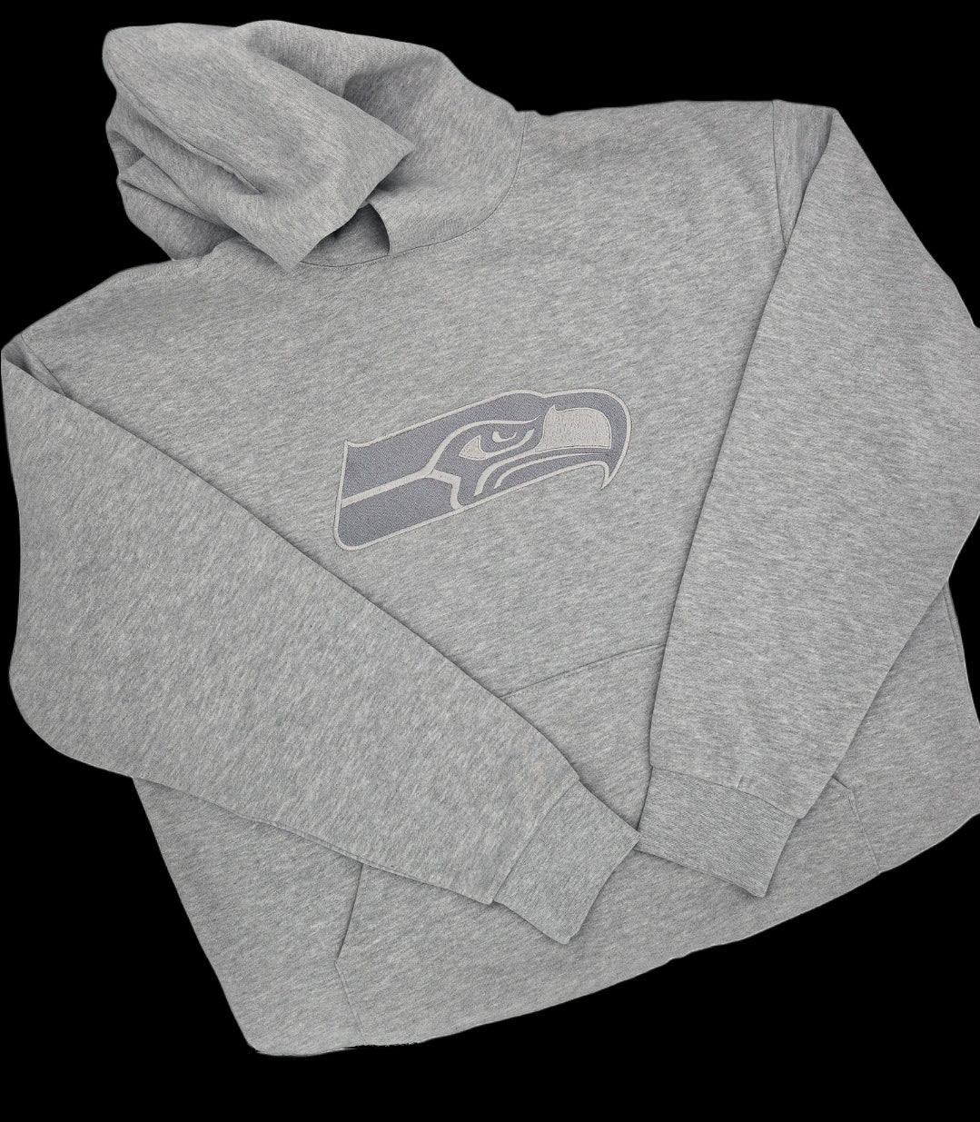 Go Hawks - Embroidered 8.5oz 280gm Midweight Pullover Hoodie (Grey on Grey)