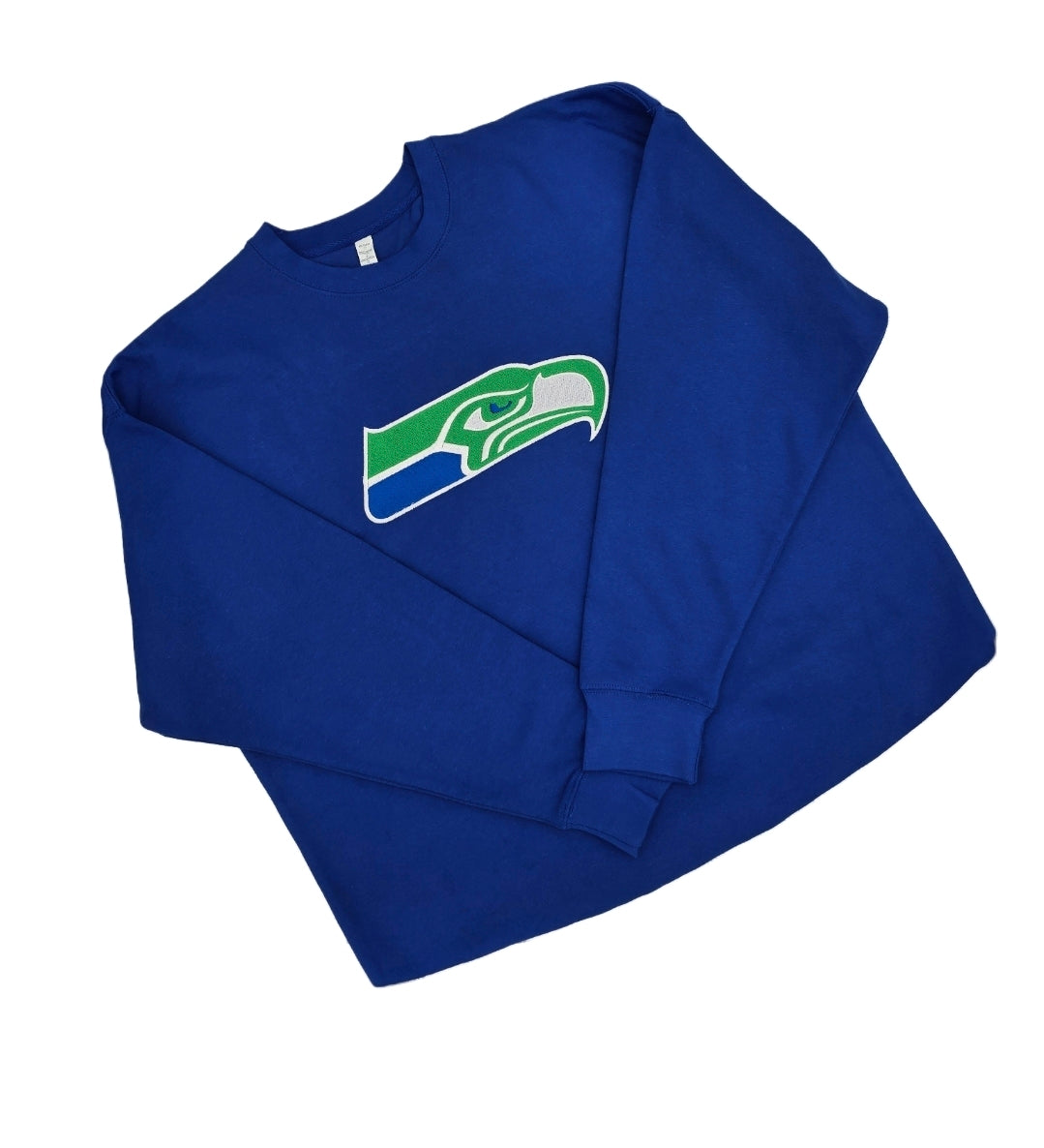 Go Hawks - Embroidered 8.5oz Fleece Crewneck Sweatshirt (Royal Blue)