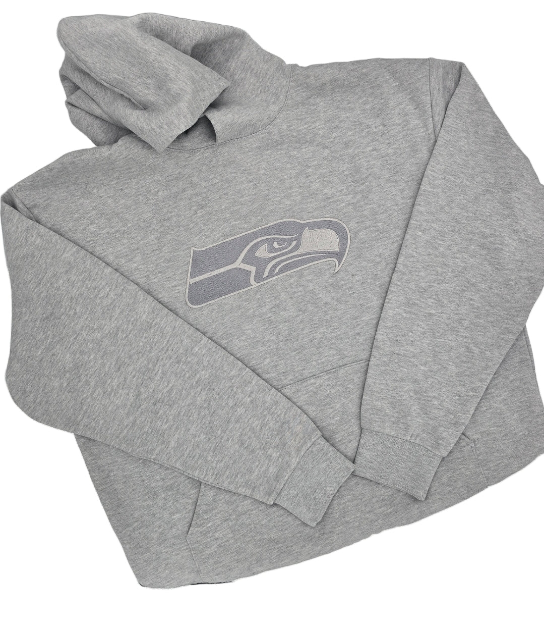 Go Hawks - Embroidered 8.5oz 280gm Midweight Pullover Hoodie (Grey on Grey)