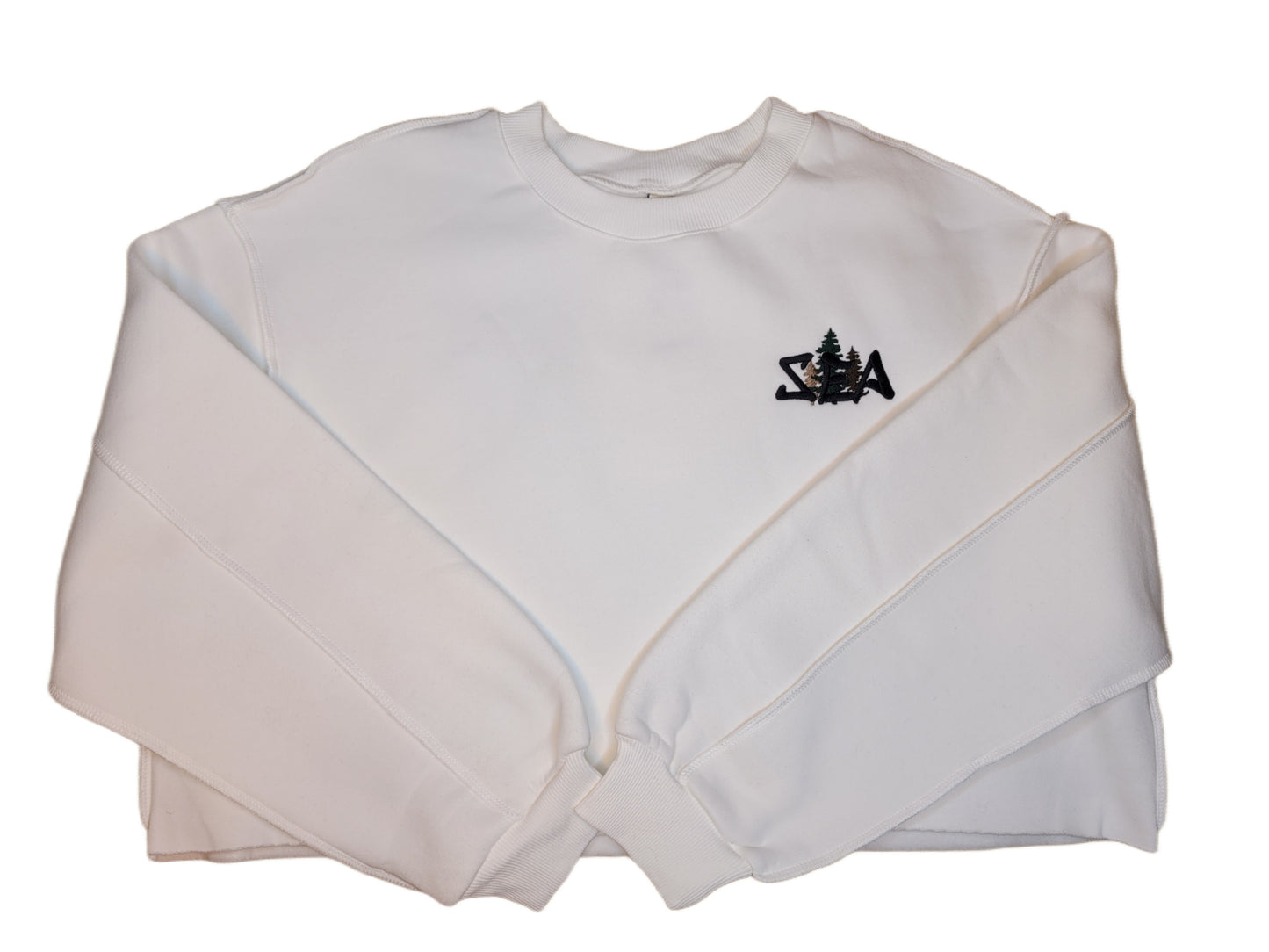 "SEA" White Pullover Cropped Top