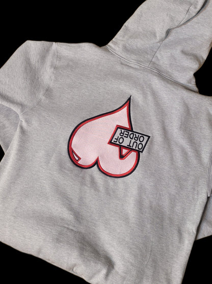My Heart - Out of Order, Heavyweight Boyfriend Hoodie (Grey)