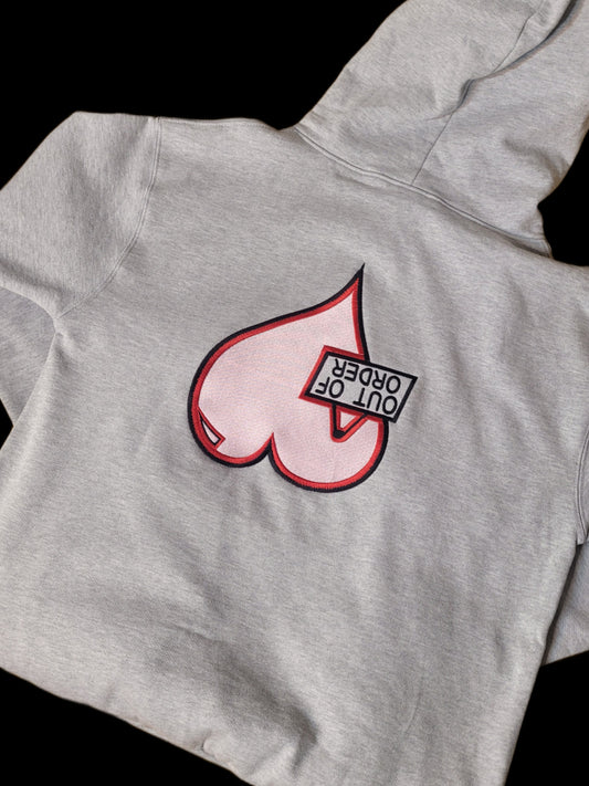 My Heart - Out of Order, Heavyweight Boyfriend Hoodie (Grey)