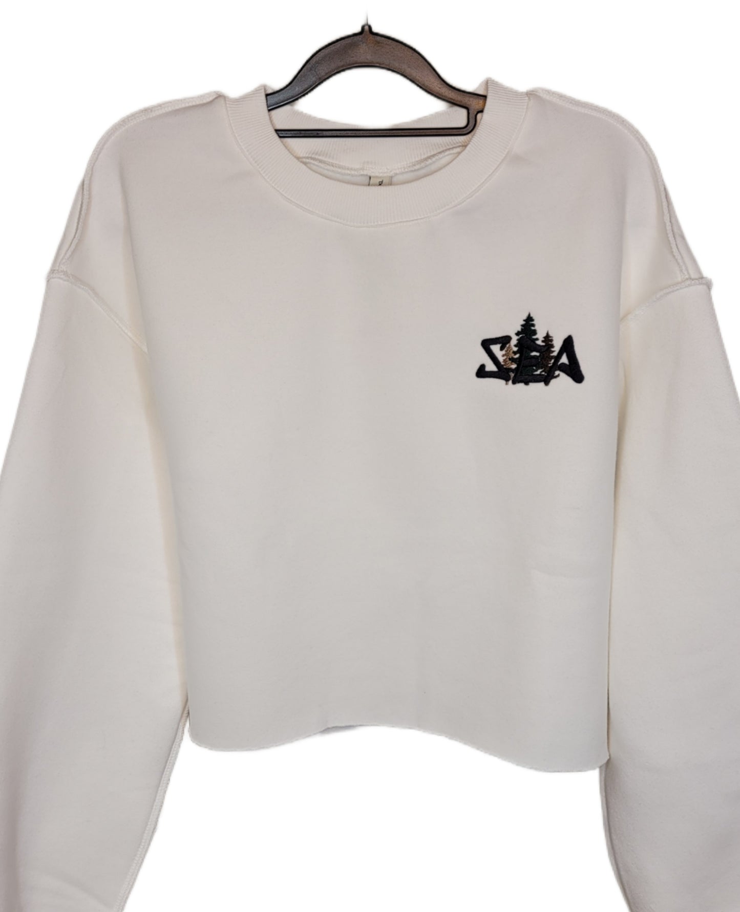 "SEA" White Pullover Cropped Top